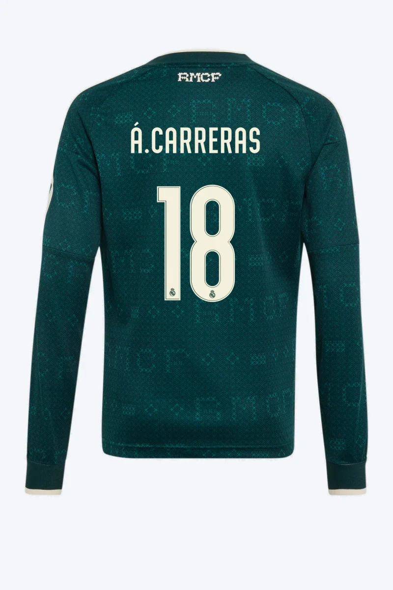 Á. Carreras 18 Voetbalshirt - Real Madrid 26/27 Uit Lange Mouw Kids