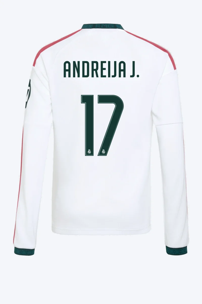 Andreija J. 17 Voetbalshirt - Real Madrid 26/27 Thuis Lange Mouw Kids