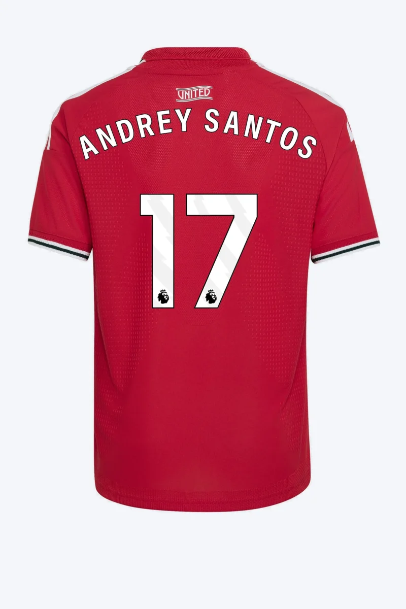 Andrey Santos 17 Voetbalshirt - Manchester United 26/27 Thuis Authentic Kids
