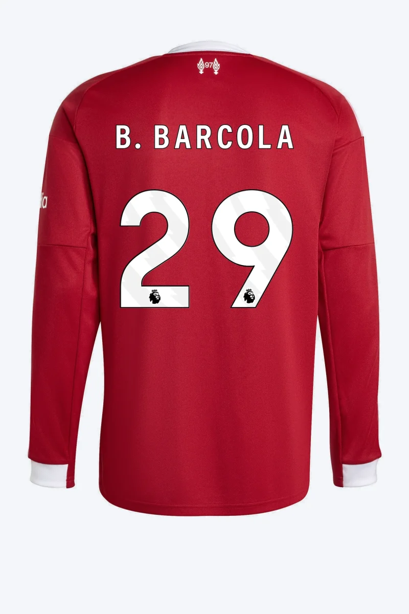 B. Barcola 29 Voetbalshirt - Liverpool FC 25/26 Lange Mouw Thuis