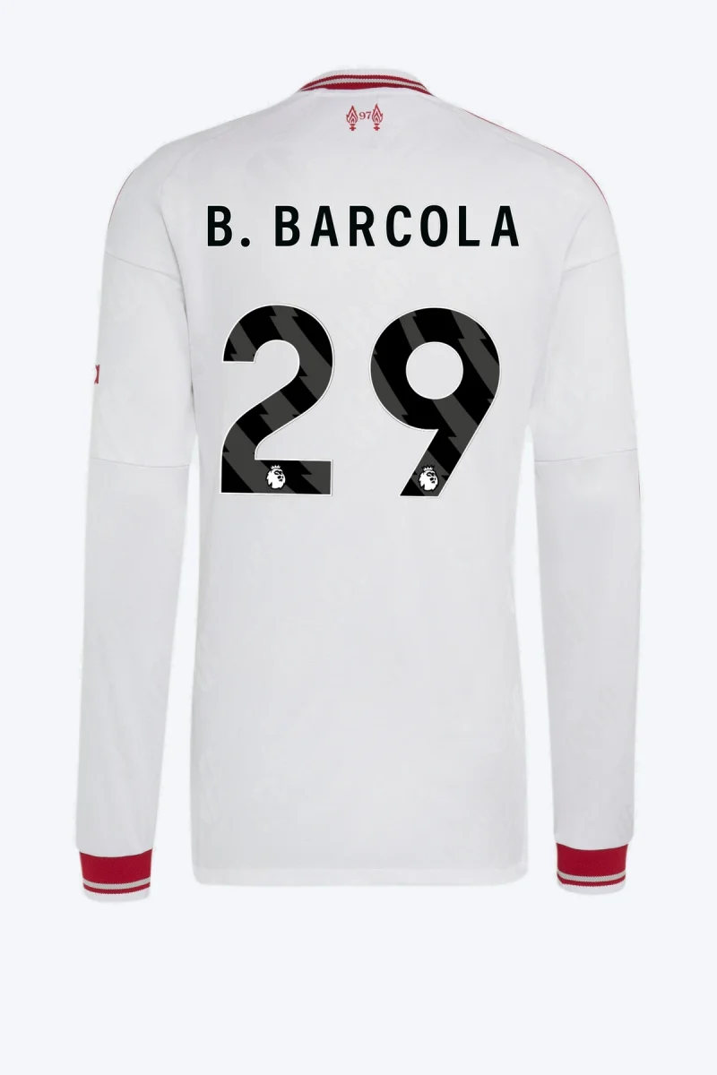 B. Barcola 29 Voetbalshirt - Liverpool FC 26/27 Uit Authentic Longsleeve