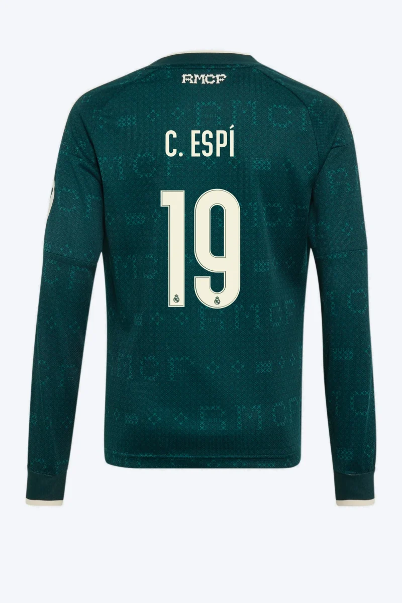 C. Espí 19 Voetbalshirt - Real Madrid 26/27 Uit Lange Mouw Kids