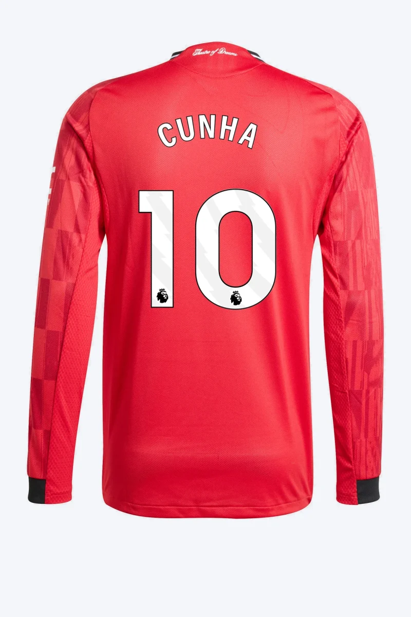 Cunha 10 Voetbalshirt - Manchester United 25/26 Lange Mouw Thuis Authentic