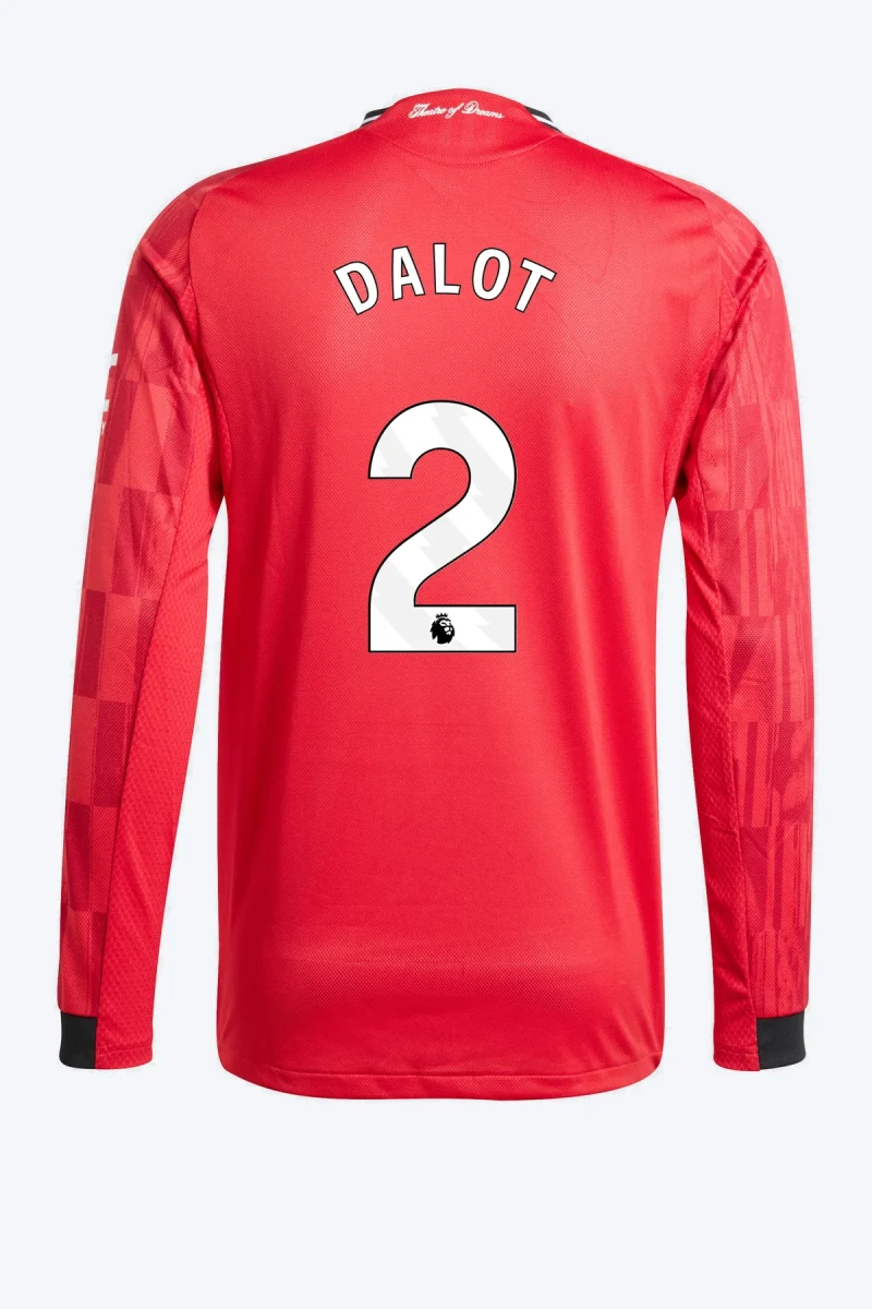 Dalot 2 Voetbalshirt - Manchester United 25/26 Lange Mouw Thuis Authentic