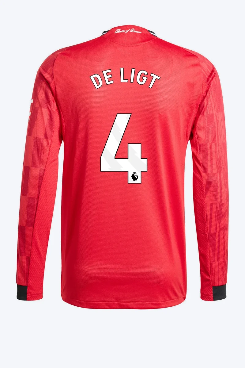De Ligt 4 Voetbalshirt - Manchester United 25/26 Lange Mouw Thuis Authentic