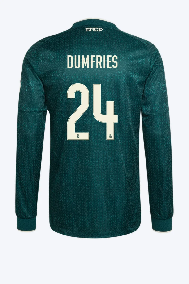Dumfries 24 Voetbalshirt - Real Madrid 26/27 Uit Authentic Lange Mouw