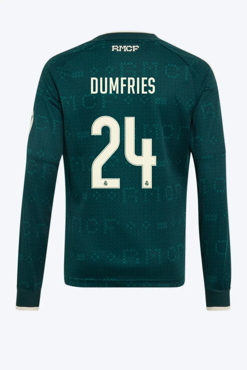 Dumfries 24 Voetbalshirt - Real Madrid 26/27 Uit Lange Mouw Kids