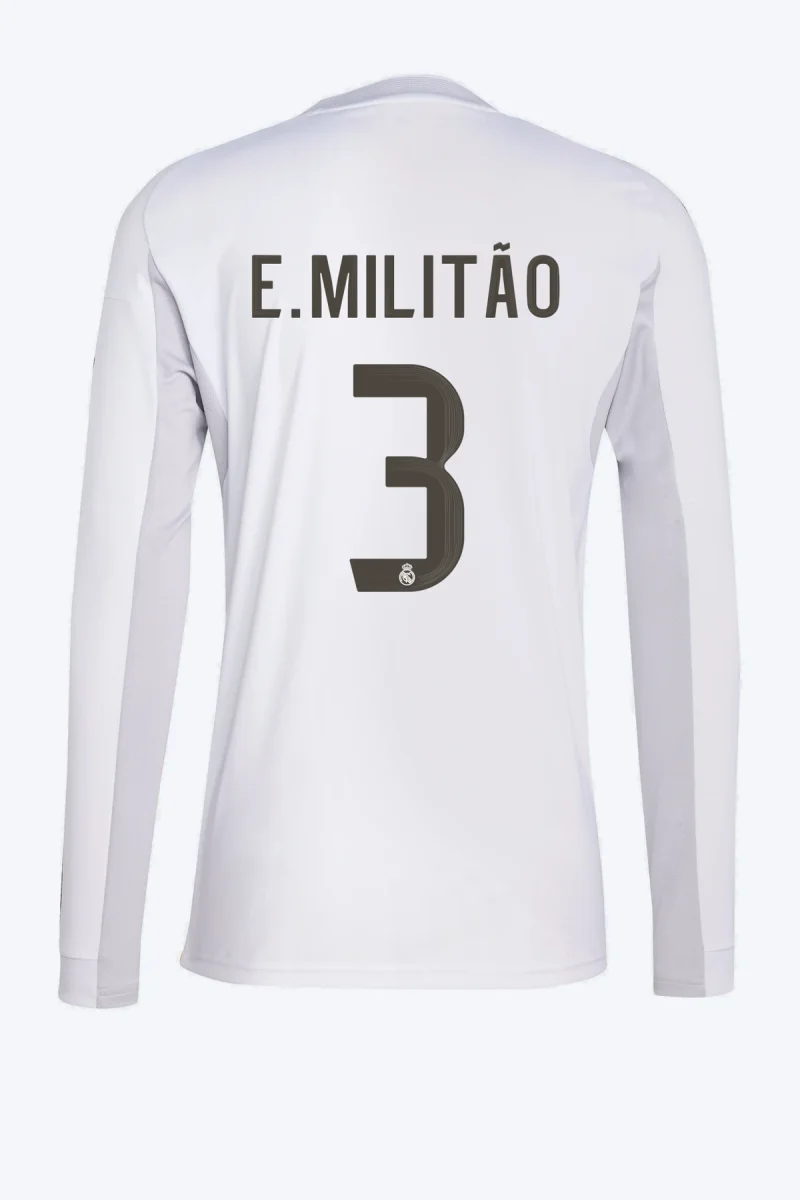 E. Militão 3 Voetbalshirt - Real Madrid 25/26 Lange Mouw Thuis