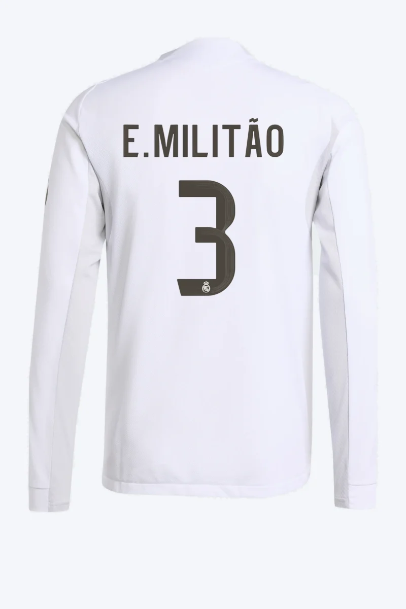 E. Militão 3 Voetbalshirt - Real Madrid 25/26 Lange Mouw Thuis Authentic