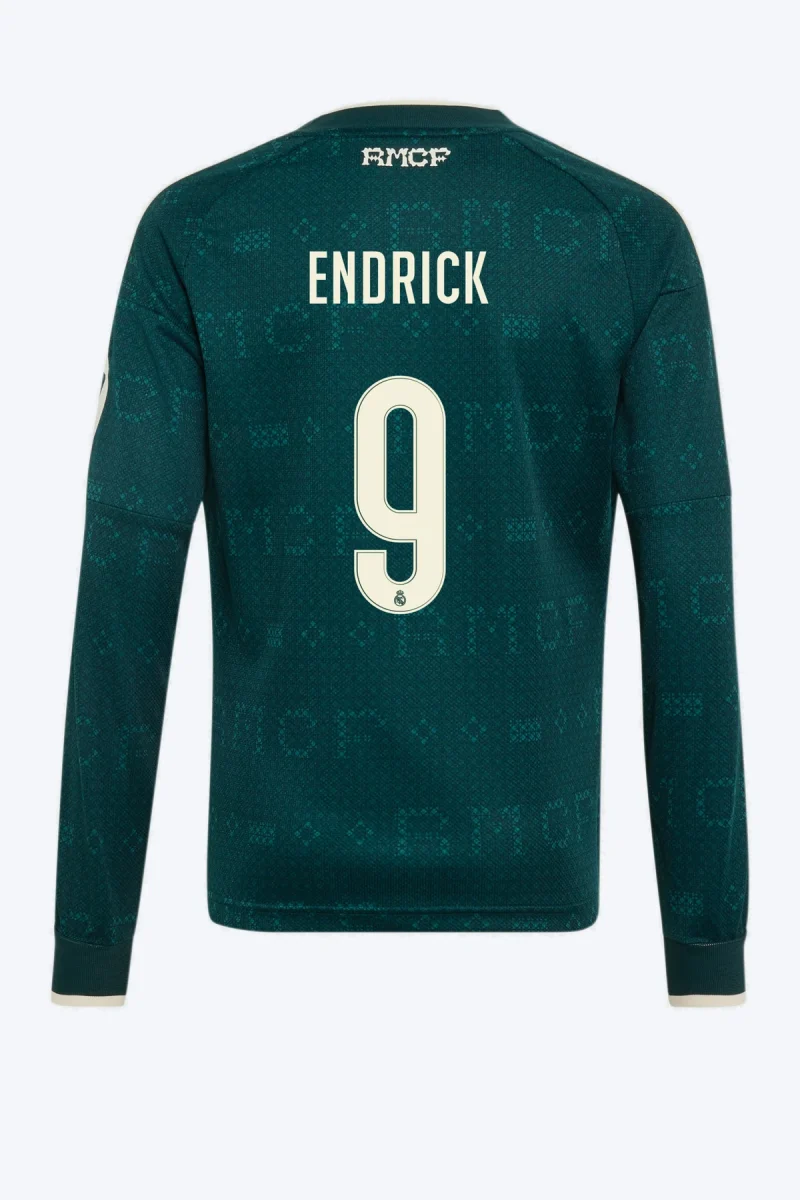 Endrick 9 Voetbalshirt - Real Madrid 26/27 Uit Lange Mouw Kids