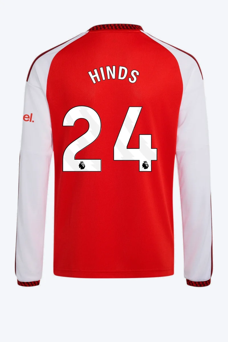 Hinds 24 Voetbalshirt - Arsenal FC 26/27 Thuis Kids Longsleeve