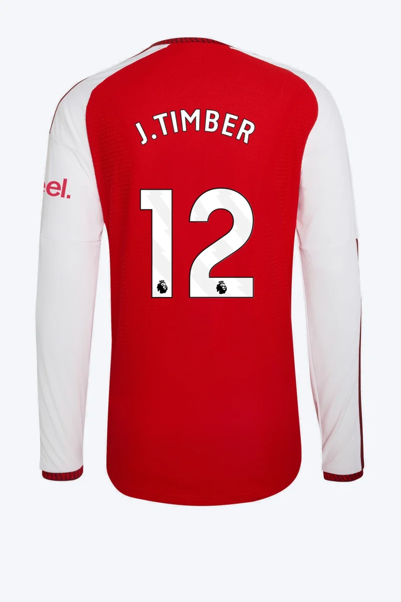 J. Timber 12 Voetbalshirt - Arsenal FC 26/27 Thuis Authentic Lange Mouw