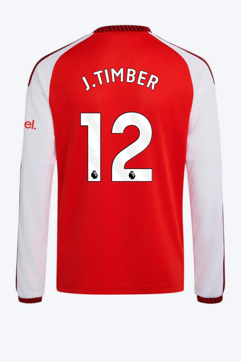 J. Timber 12 Voetbalshirt - Arsenal FC 26/27 Thuis Kids Longsleeve