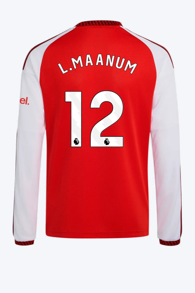 L. Maanum 12 Voetbalshirt - Arsenal FC 26/27 Thuis Kids Longsleeve