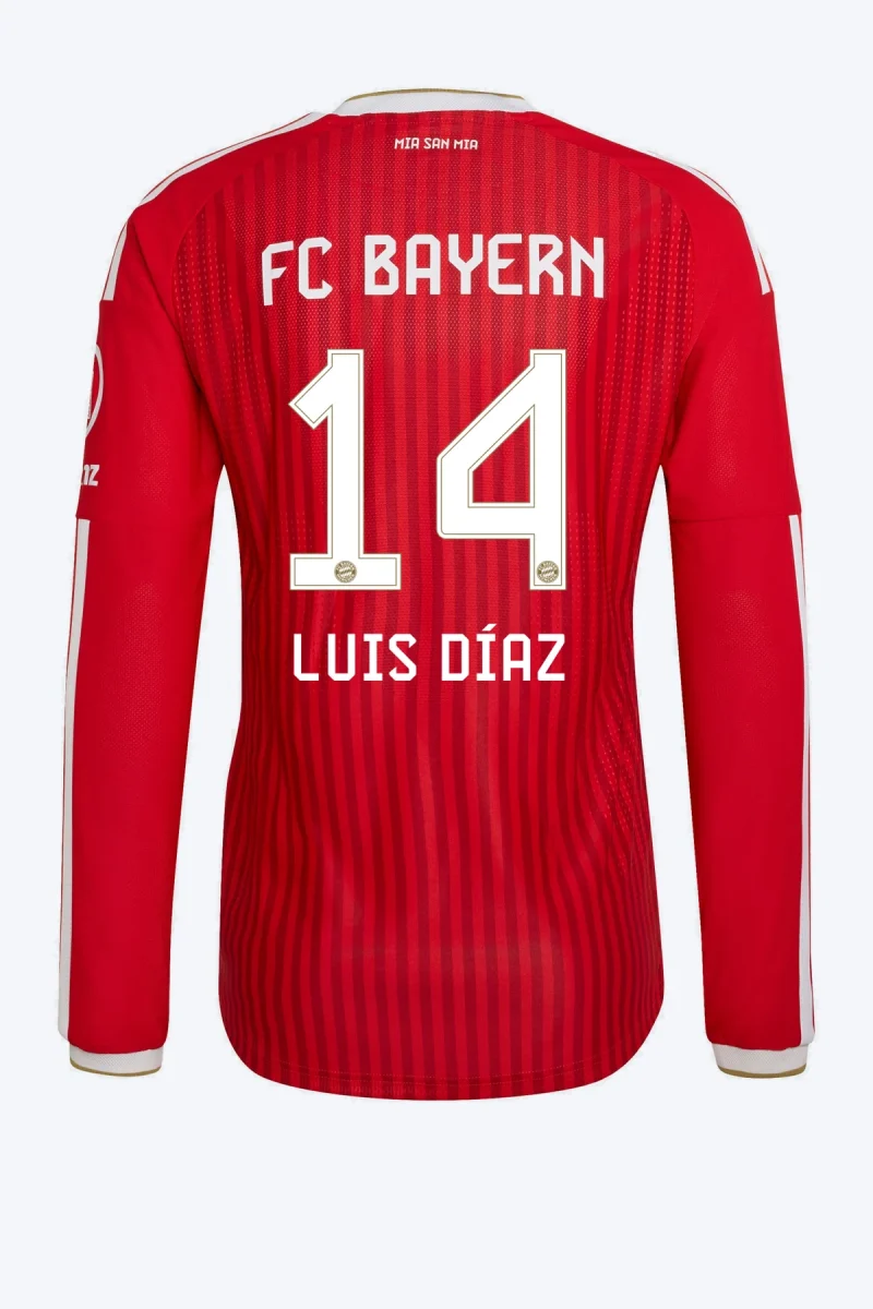 Luis Díaz 14 Voetbalshirt - FC Bayern 26/27 Thuis Authentic Lange Mouw