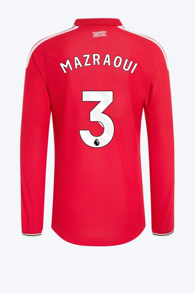 Mazraoui 3 Voetbalshirt - Manchester United 26/27 Thuis Authentic Lange Mouw
