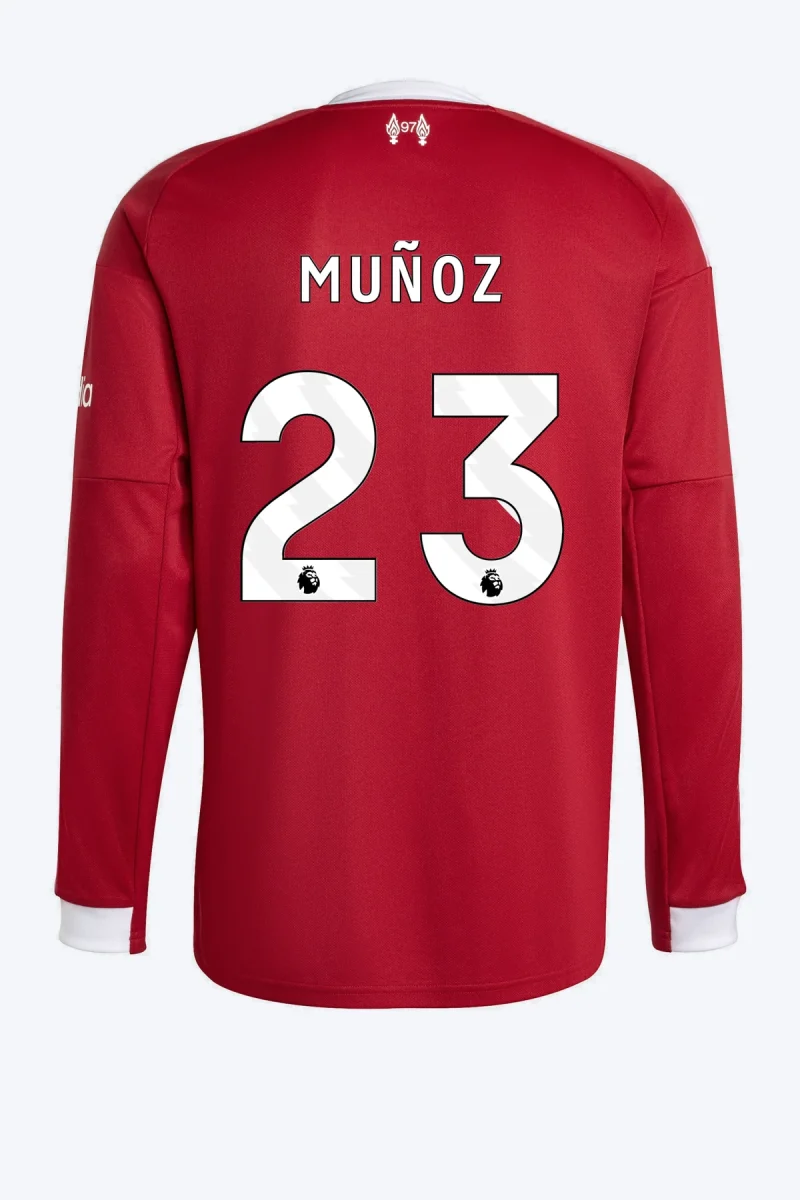 Muñoz 23 Voetbalshirt - Liverpool FC 25/26 Lange Mouw Thuis