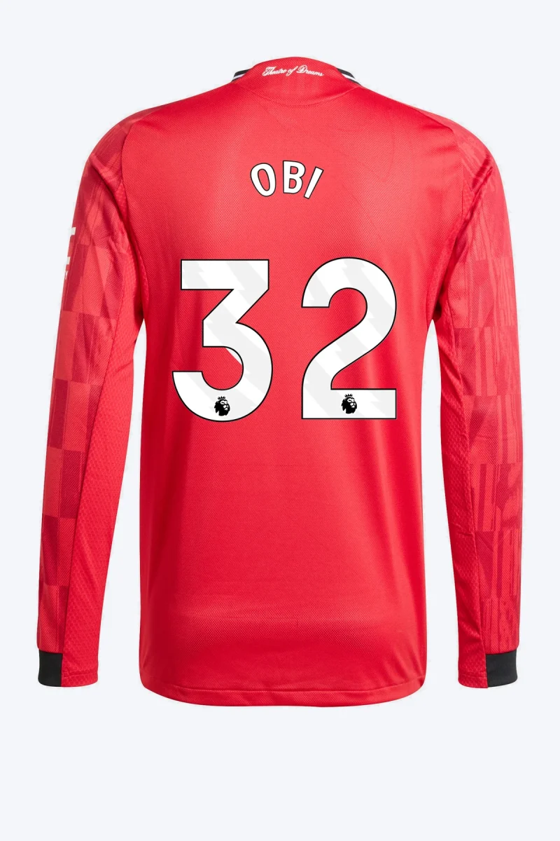 Obi 32 Voetbalshirt - Manchester United 25/26 Lange Mouw Thuis Authentic