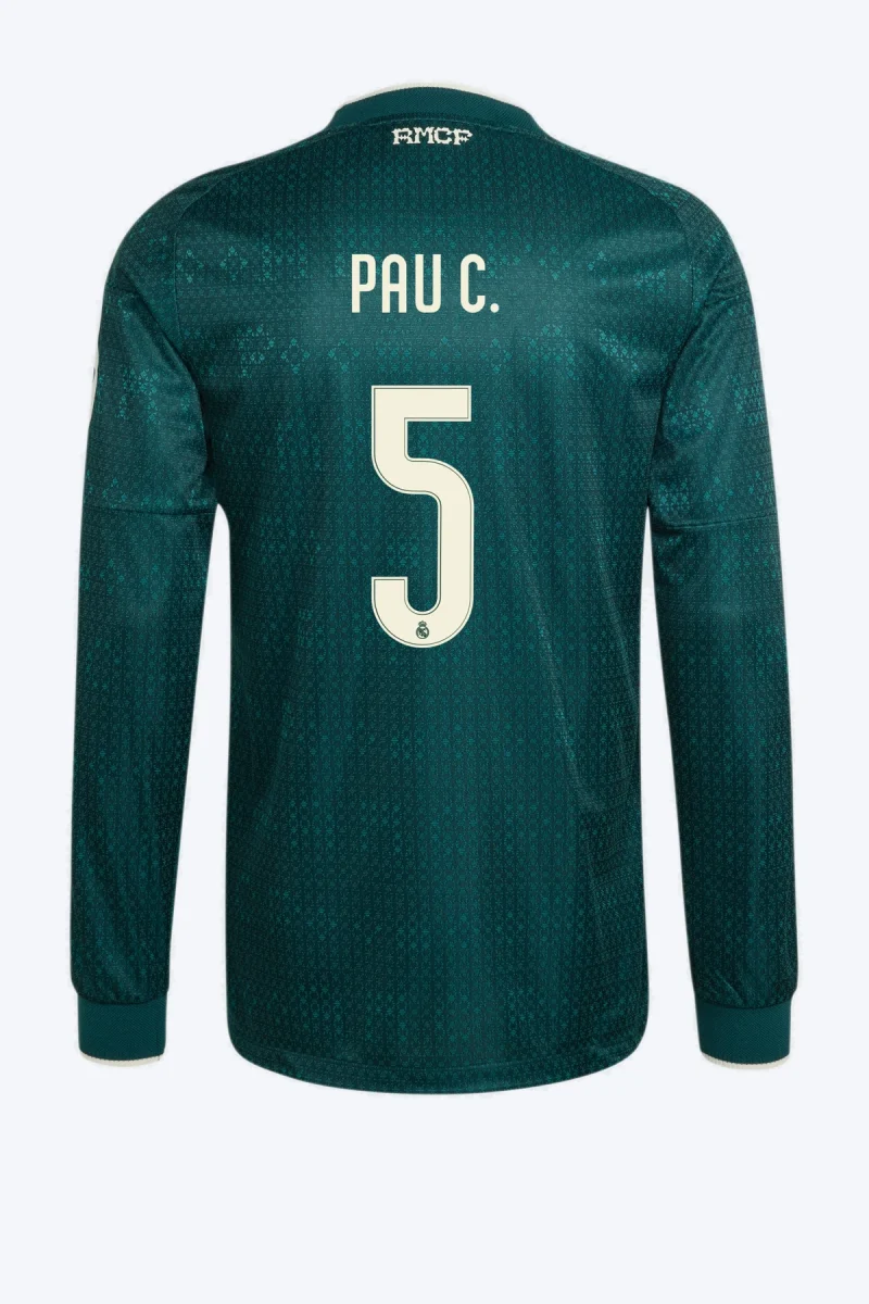 Pau C. 5 Voetbalshirt - Real Madrid 26/27 Uit Authentic Lange Mouw