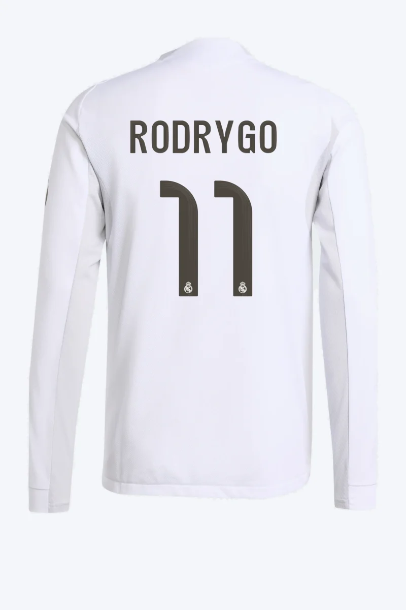 Rodrygo 11 Voetbalshirt - Real Madrid 25/26 Lange Mouw Thuis Authentic