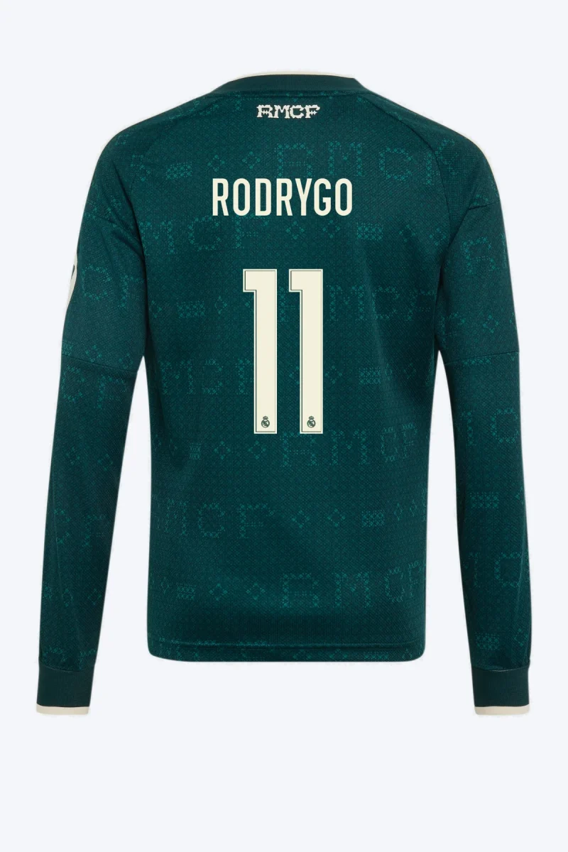 Rodrygo 11 Voetbalshirt - Real Madrid 26/27 Uit Lange Mouw Kids