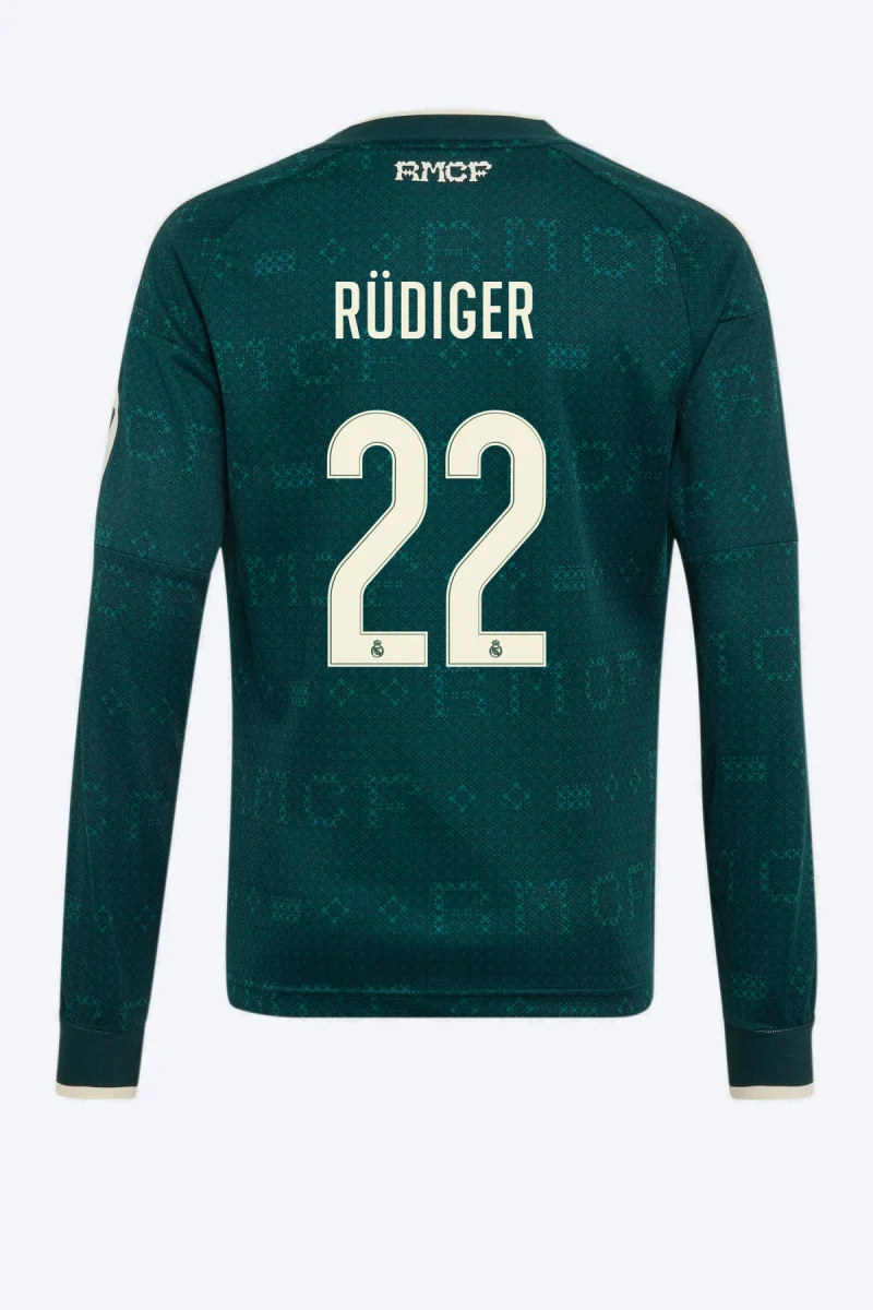 Rüdiger 22 Voetbalshirt - Real Madrid 26/27 Uit Lange Mouw Kids