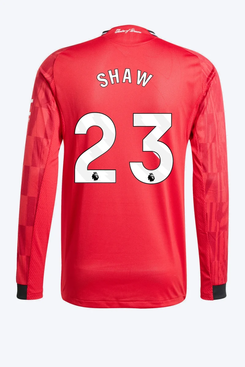Shaw 23 Voetbalshirt - Manchester United 25/26 Lange Mouw Thuis Authentic