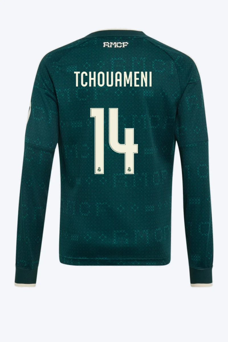 Tchouameni 14 Voetbalshirt - Real Madrid 26/27 Uit Lange Mouw Kids
