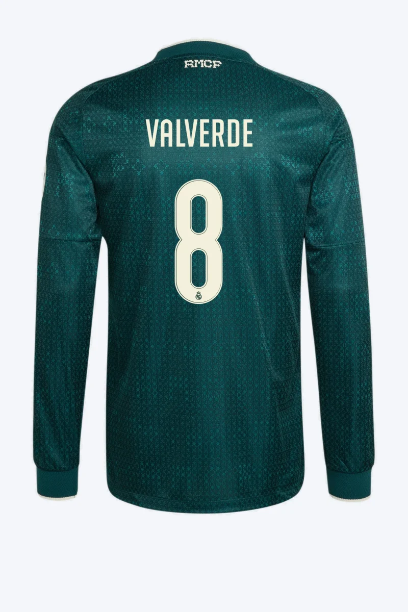 Valverde 8 Voetbalshirt - Real Madrid 26/27 Uit Authentic Lange Mouw