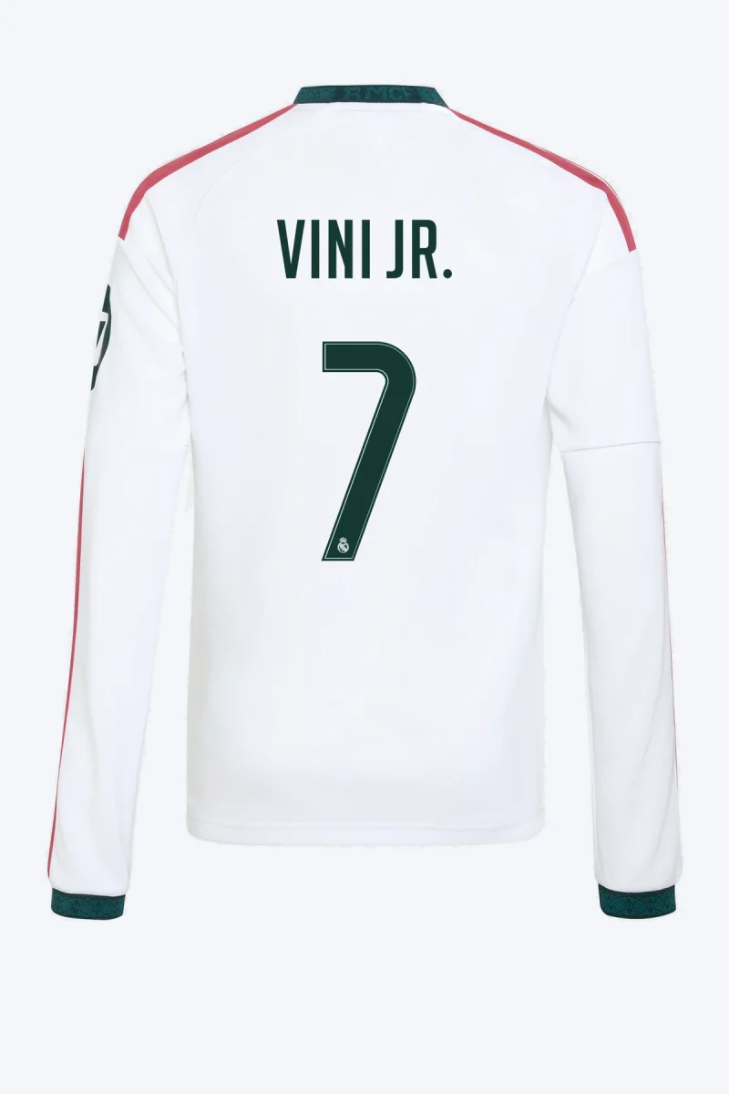 Vini Jr. 7 Voetbalshirt - Real Madrid 26/27 Thuis Lange Mouw Kids