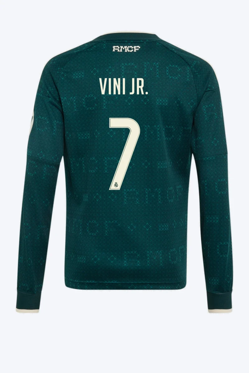 Vini Jr. 7 Voetbalshirt - Real Madrid 26/27 Uit Lange Mouw Kids