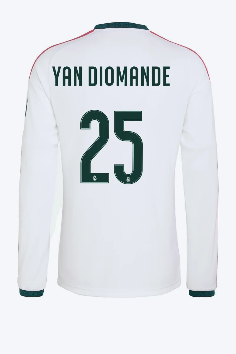 Yan Diomande 25 Voetbalshirt - Real Madrid 26/27 Thuis Lange Mouw