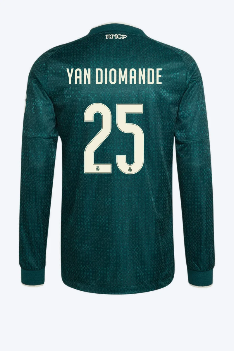 Yan Diomande 25 Voetbalshirt - Real Madrid 26/27 Uit Authentic Lange Mouw
