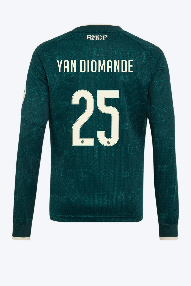 Yan Diomande 25 Voetbalshirt - Real Madrid 26/27 Uit Lange Mouw Kids